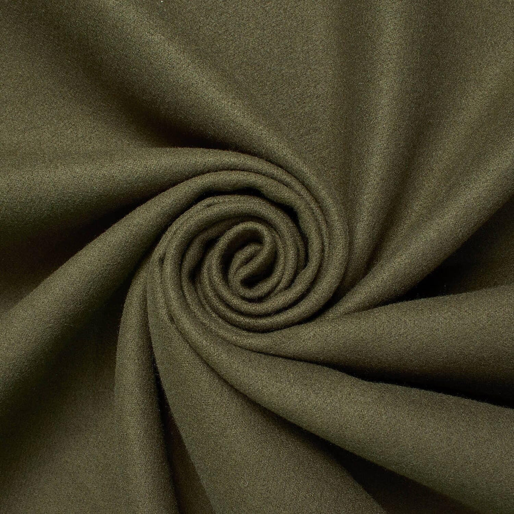 Brushed Wool Fabric Heavyweight Thick 59 Inch 370 GSM Polyester Coating Woolen By The Yard - Army Green (1 Yard)