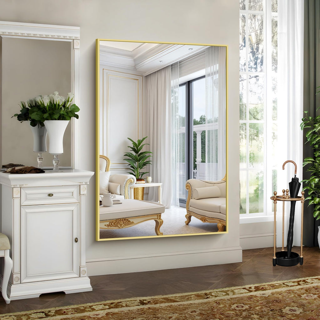 60"x40" Bathroom Mirror for Double Sink, Brushed Gold Vanity Mirror