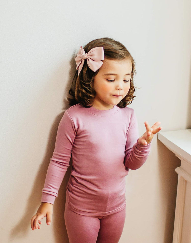 Kids Long Sleeve Modal Sleepwear Pajamas 2pcs Set Modal Purplepink M