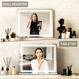 23"x 18" Large Vanity Mirror with Lights, LED Makeup Mirror for Dresser and Desk, 10X Magnification, Dimmable Touch