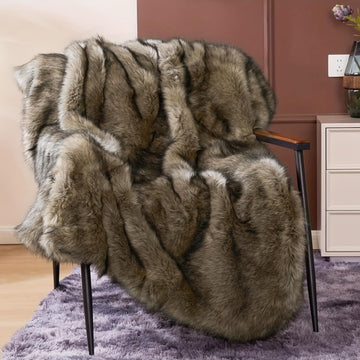 1000GSM Faux Fur Throw Blanket, Super Heavy Thick Warm Cozy Blankets for Couch Bed Sofa, Plush Fuzzy Elegant Soft