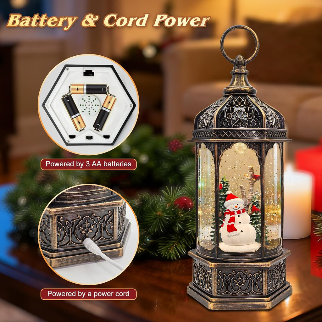 Large Snowman Snow Globe, Cardinal Christmas Tree, Lighted Snow Globes Lantern, Musical&LED Lights, 8 Classic Songs