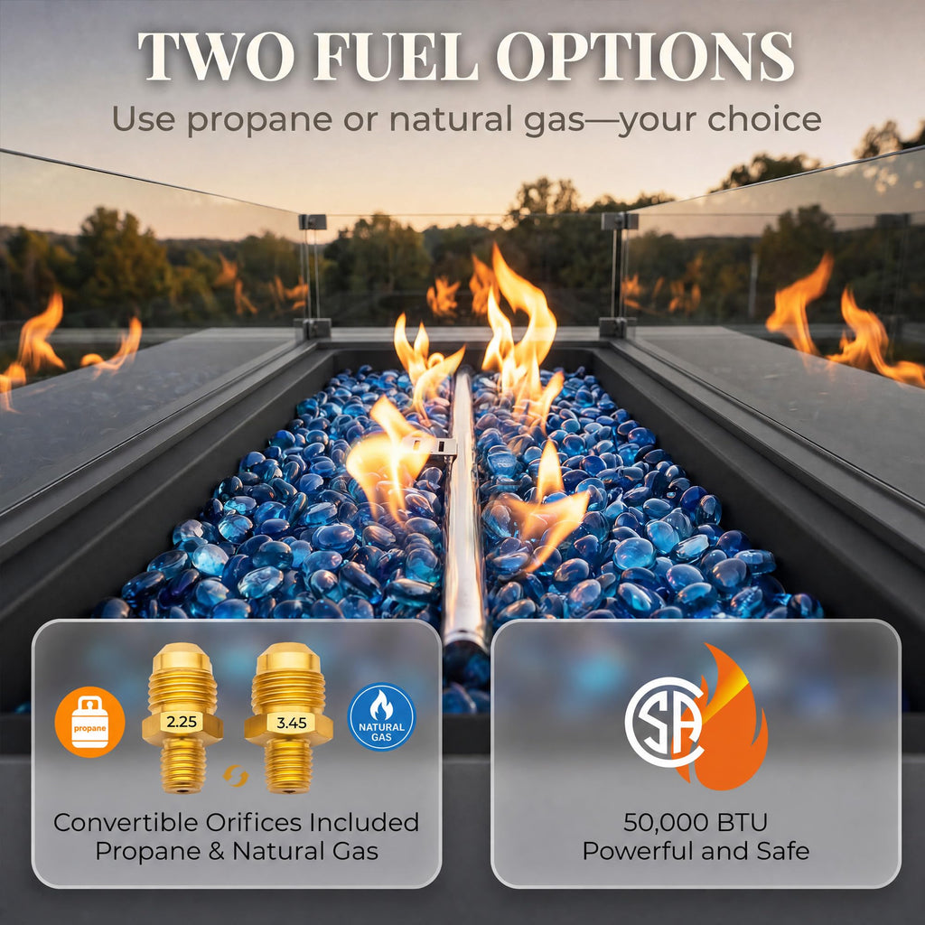 42" LED Rectangle Propane Fire Pit Table, Natural Gas Firepit