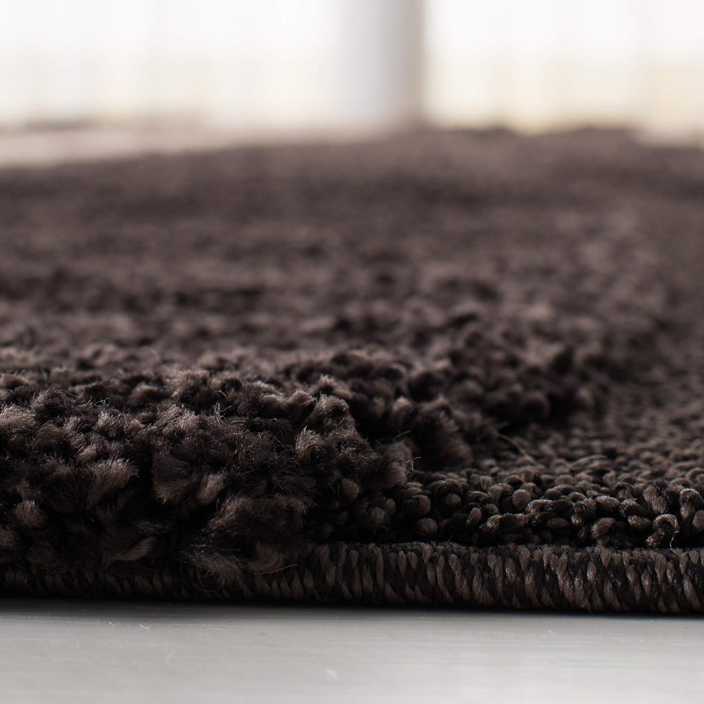 Florida Shag Collection Runner Rug - 2'3" x 7', Dark Brown & Beige, Stripe Design, Non-Shedding & Easy Care, 1.2-inch