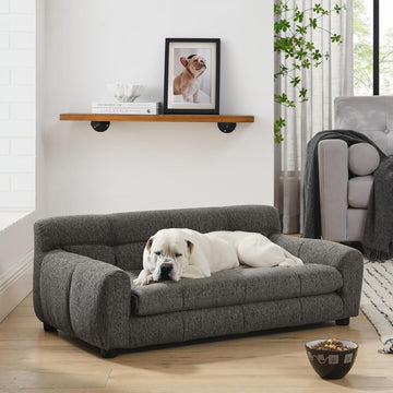 Comfort Dog Sofa with Backrest and Armrests, Big Dog Couch Bed with Soft Cushion for Medium and Large Dogs, Modern