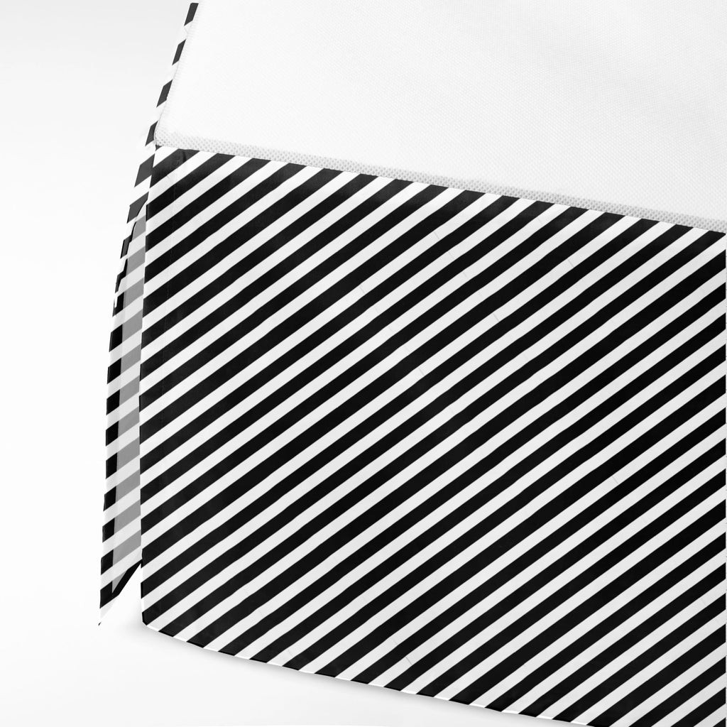 Love 100 Percent Cotton Percale Crib/Toddler Bed Skirt (Warp Stripes, Black)