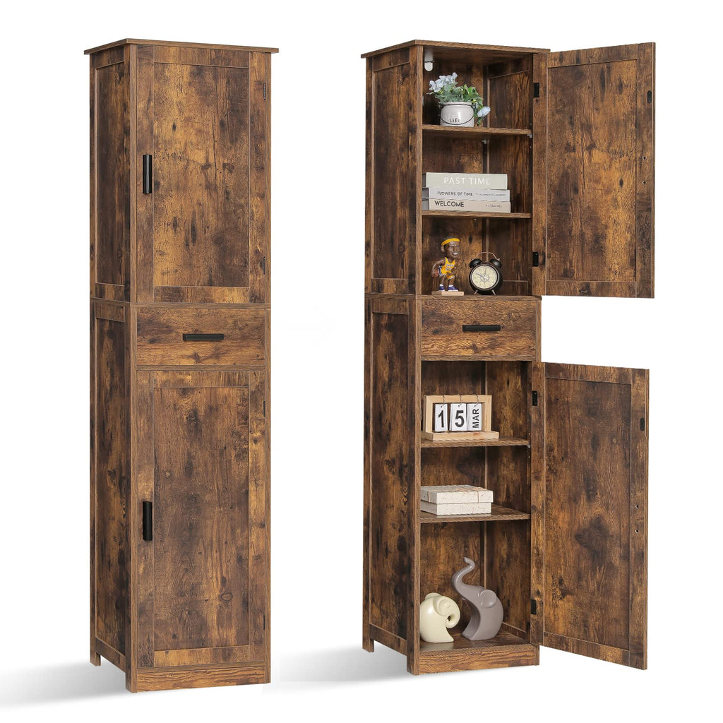 67'' Tall Storage Cabinet with Adjustable Shelves & 2 Doors, Bathroom Cabinet with 1 Drawer, Narrow Tall Cabinets