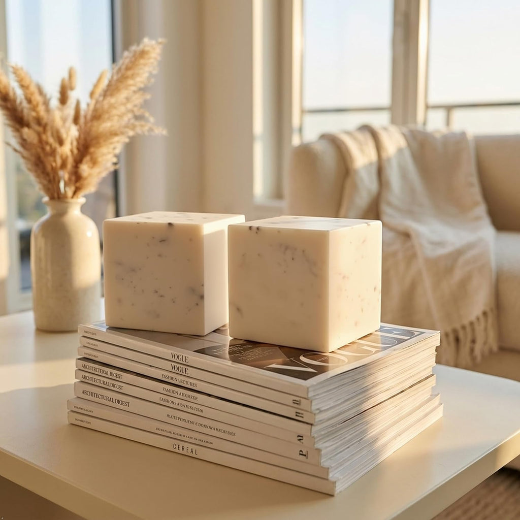 Marble Bookends Handcrafted Heavy Marble Cube Square Bookshelf Decor Set of 2 Decorative Bookends Book Stoppers with