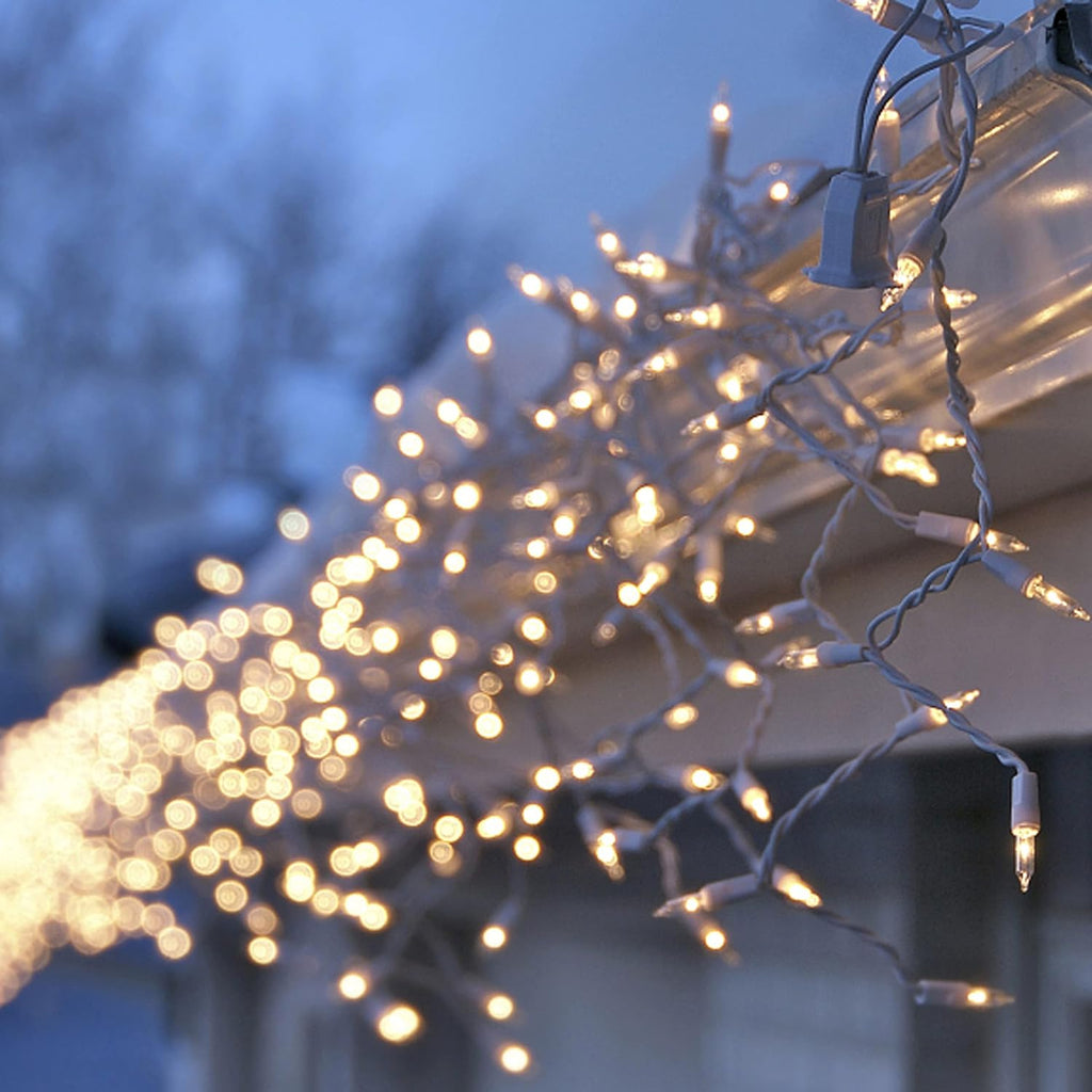 Christmas Icicle Lights, 35Ft 300 Count Incandescent, Warm White