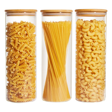 70oz Glass Food Storage Jars with Airtight Bamboo Lids, 3 Pack