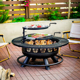 36 Inch Fire Pit with 2 Cooking Grills,Outdoor Wood Burning BBQ Firepit with Lid, 3-in-1 Outdoor Fire Pit for Backyard Deck Bonfire Patio - Image 5