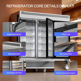 82" W 3-Door Commercial Beverage Refrigerator, 78.2 Cu.ft Glass Door Display Coo