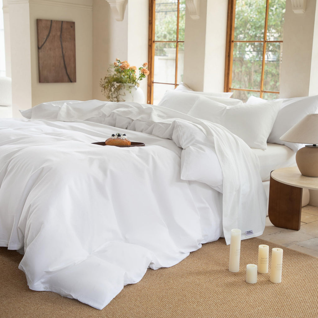 100% Washed Cotton Sheet Set Twin Size 3 Pieces Soft Breathable Durable Chic Bedding Set for All Season - Off White