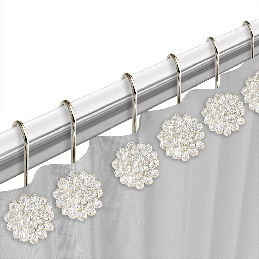 Rose Vine Shower Hooks Set - Curtain Rings with Unique Design - 12 Resin Hooks for Customizing Your Shower Space