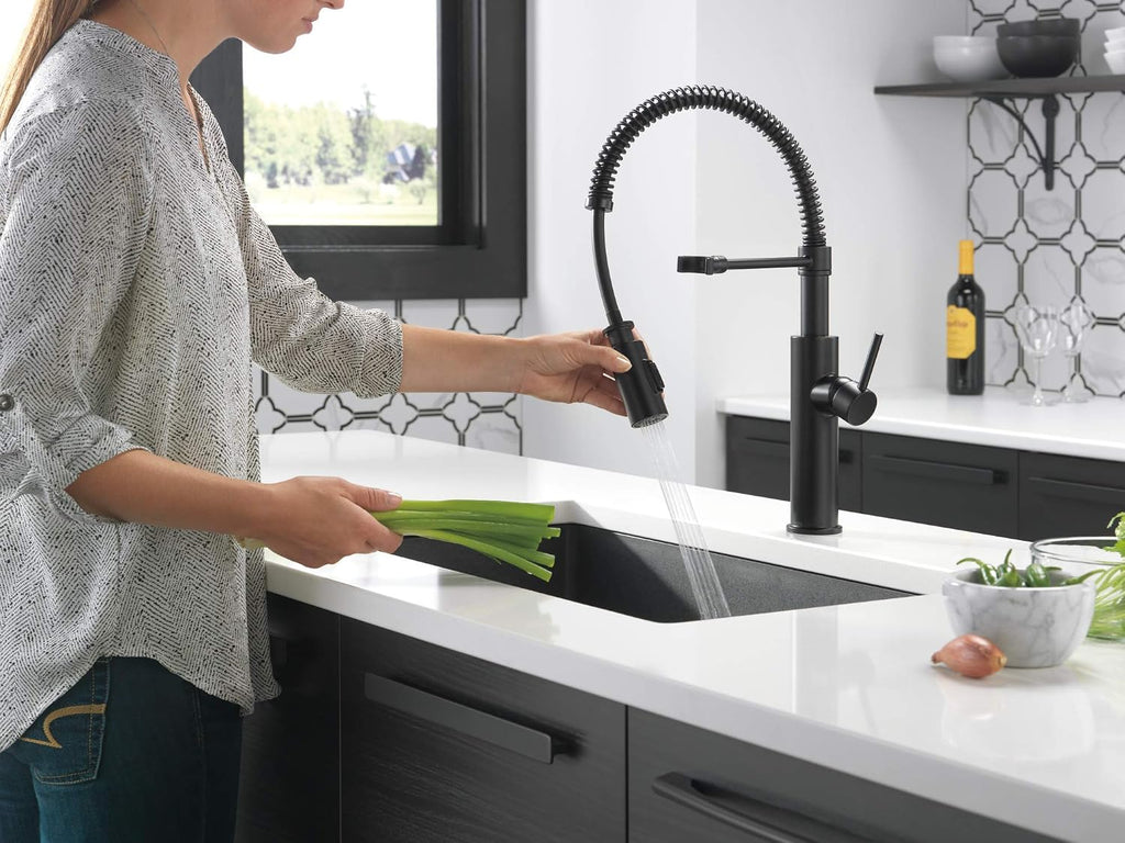 Antoni Pro Style Commercial Kitchen Faucet with Pull Down Sprayer, Single Hole Matte Black Kitchen Sink Faucet