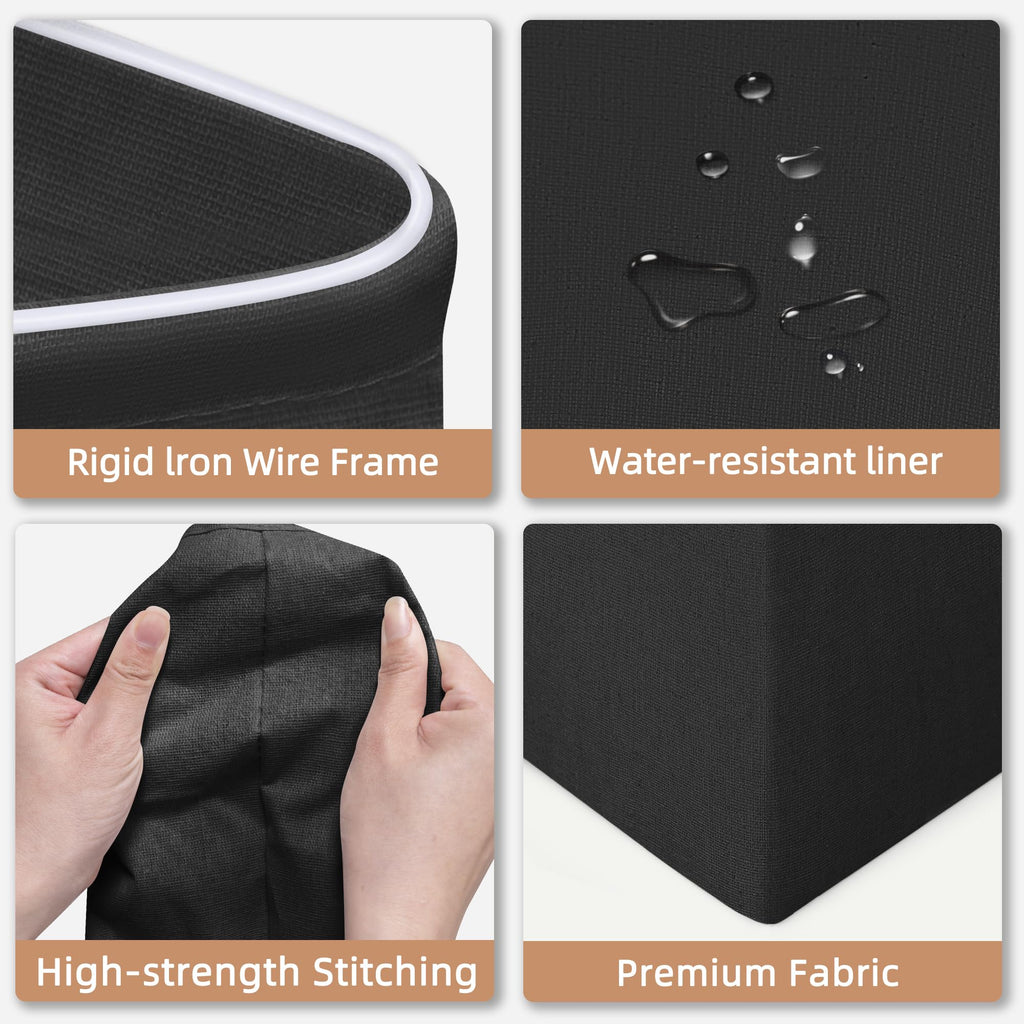 2-Pack Collapsible Laundry Hamper with Bamboo Handles, Black