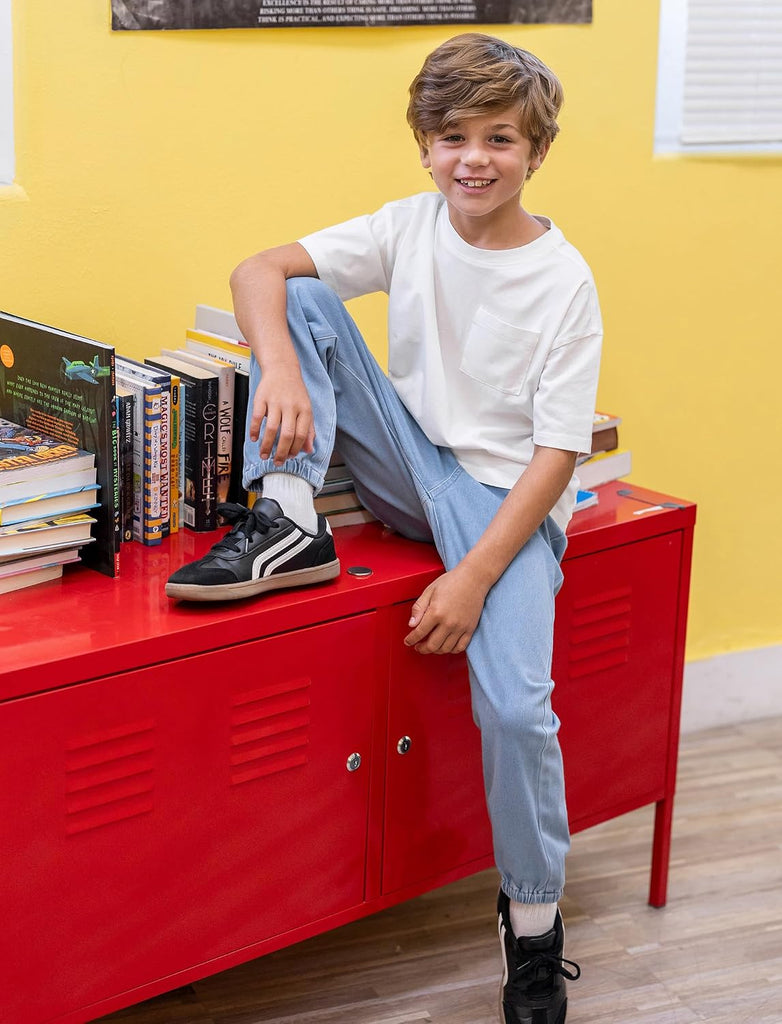 Boys Baggy Jeans, Stretch Waist Sweatpant Jeans for Boys, Denim Joggers for Growing Child, School Attire