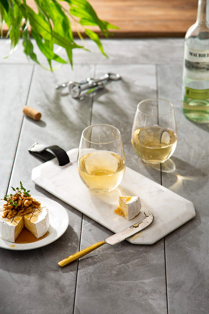 Stemless Wine Glasses Set of 4 - 19 oz Clear Glass Tumblers for Red & White Wine, Cocktails, Dishwasher Safe, Perfect