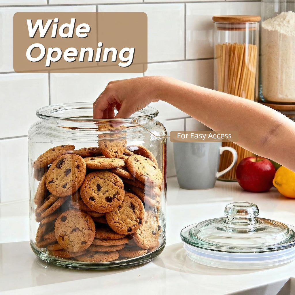 1 Gallon Glass Jar with Lid, Wide Mouth Cookie Jar for Pantry