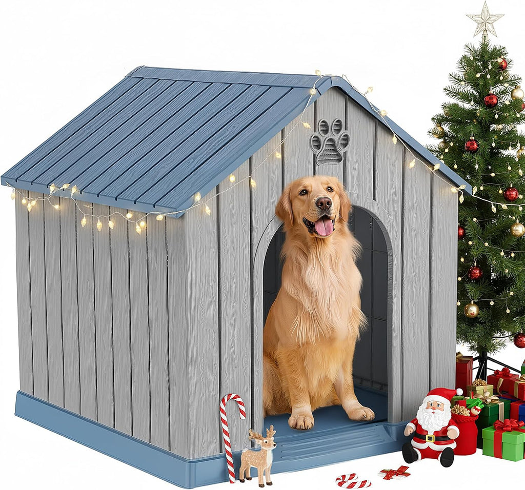 Large Dog House Indoor Outdoor, Blue, 38.62×36.26×38.07