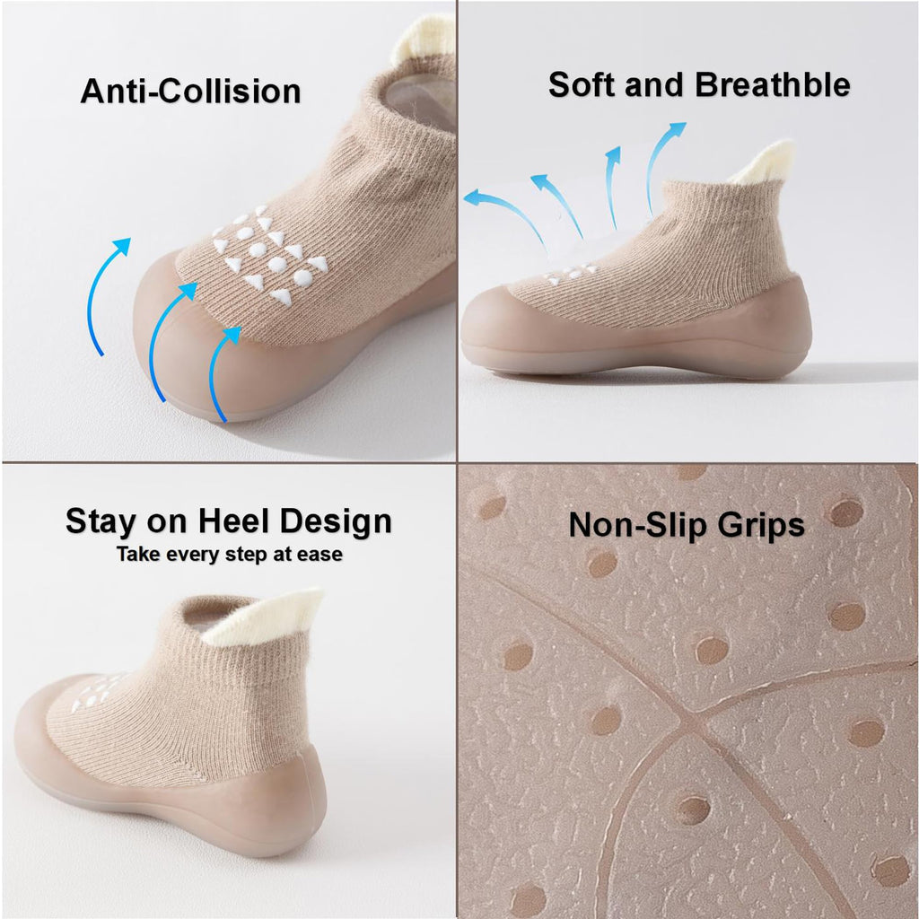 Baby Walking Sock Shoes Toddler Infant Slippers Brown