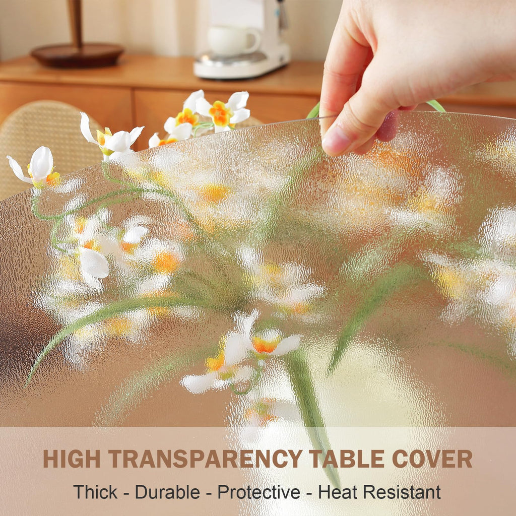 Round Frosted Table Cover Protector 43", Waterproof Plastic Cover
