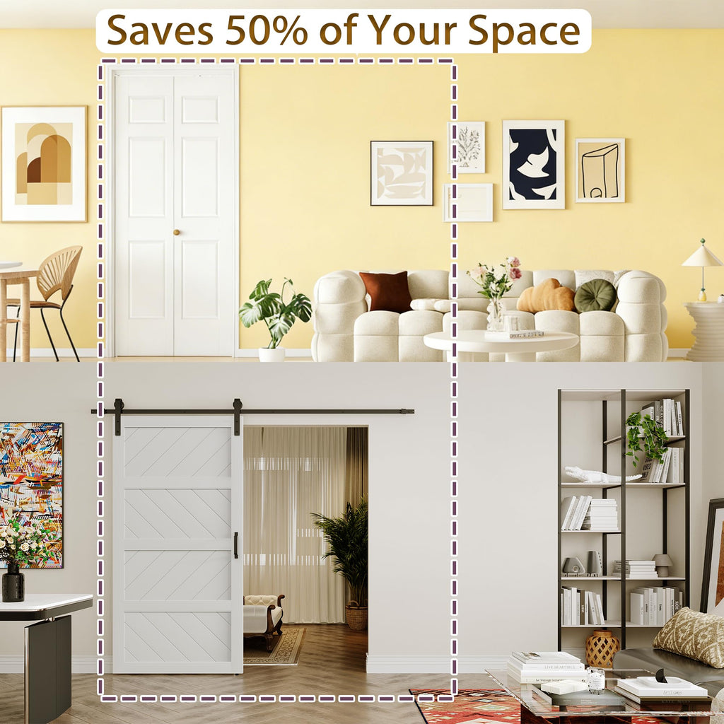 Bifold Closet Doors for 56" x 80" Opening, 6-Panel Hollow Core Folding Door
