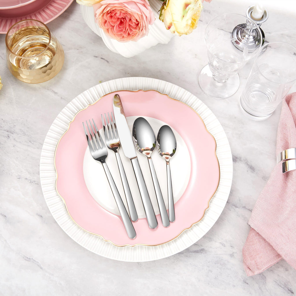 Premium Aline 20/45/65-Piece Modern Silverware Set (45, Silver)