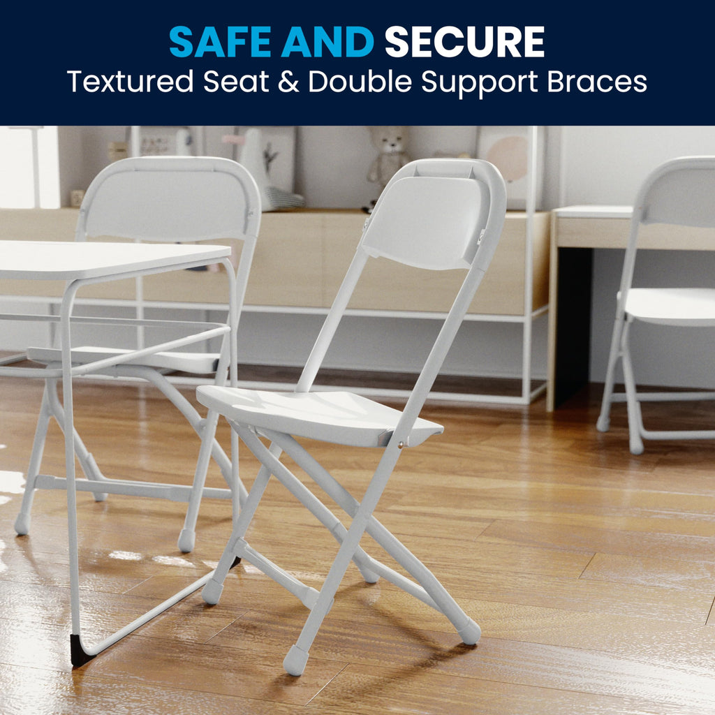 2 Pack Kids White Plastic Folding Chair