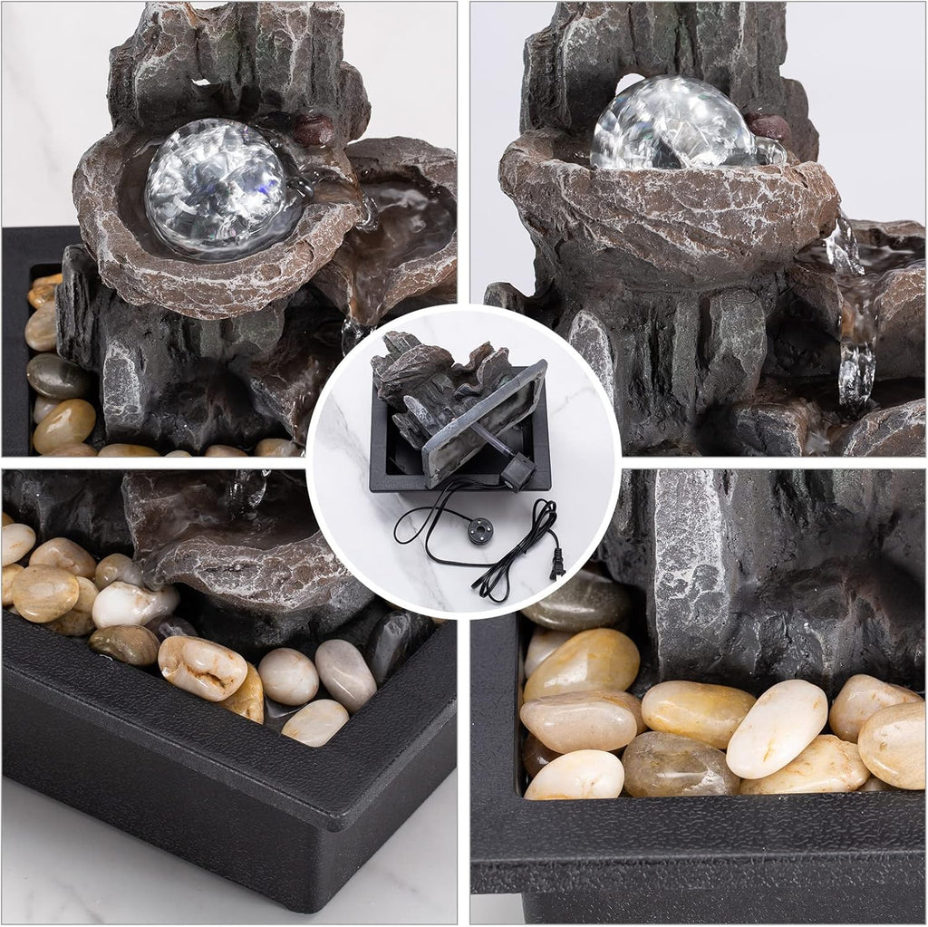 Tabletop Fountain Rotating Ball Rock Waterfall Fountain Office Tabletop Fountains Decor Includes Many Natural River