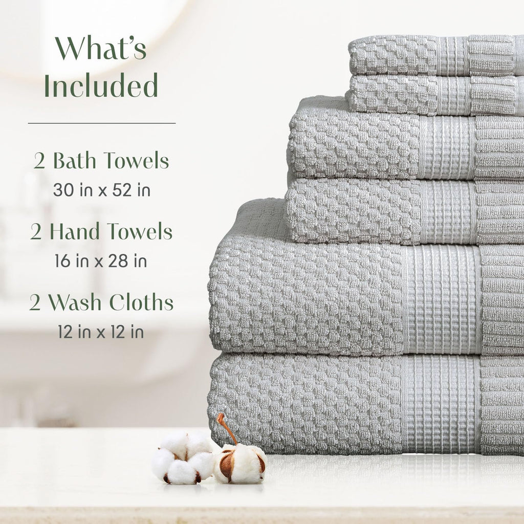 100% Cotton 6 Piece Bath Towel Set | Grey Towels | Oeko‐TEX Standard 100 | Soft & Absorbent, Quick‐Dry | Trinity