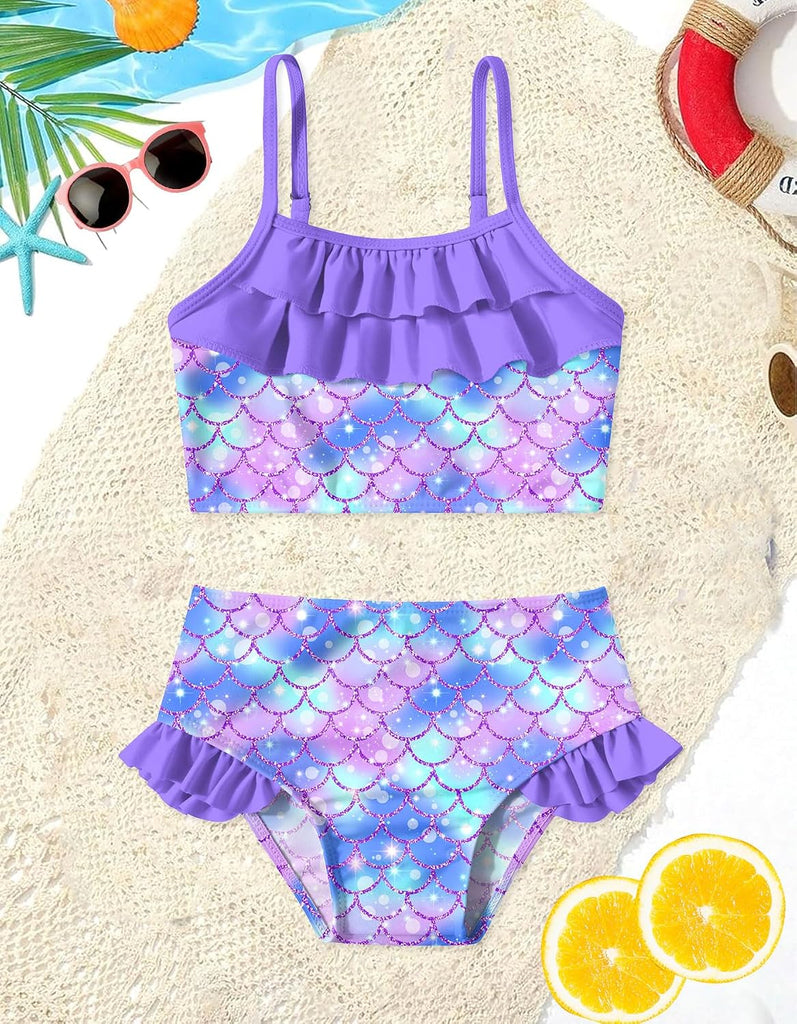 Little Girls 2 Piece Mermaid Bikini Set Ruffle Bathing Swimsuit