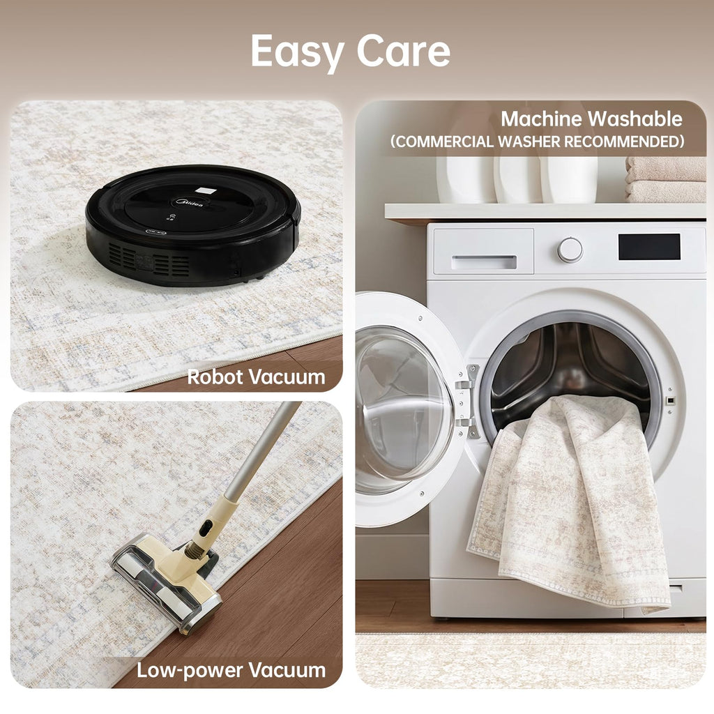 Round Rug 4ft, Ultra-Soft Washable Rug, Cream