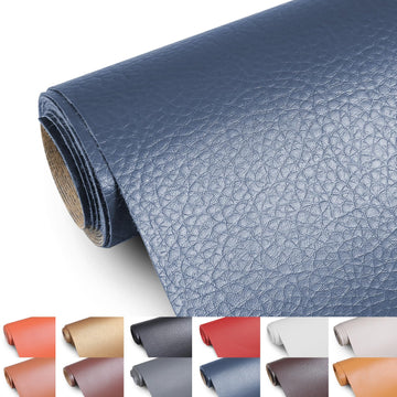 Faux Leather 0.7mm Upholstery Fabric by the Yard 55x36 Inch Navy Blue