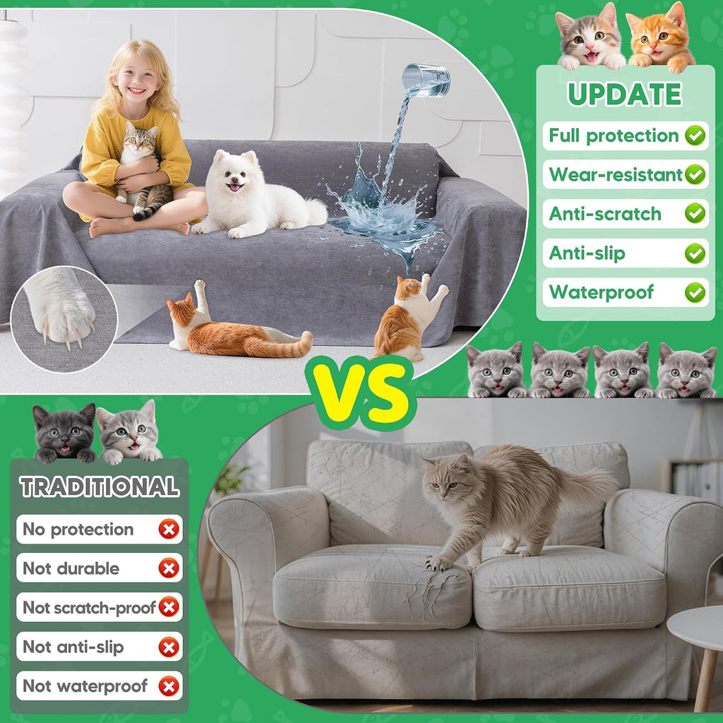 Cat Scratch Proof Furniture Protector Waterproof Sofa Cover 118"x71"