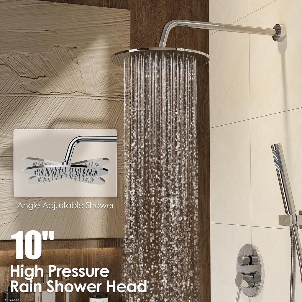 Shower System, 10" Wall Mounted Shower Faucet Set, Chrome