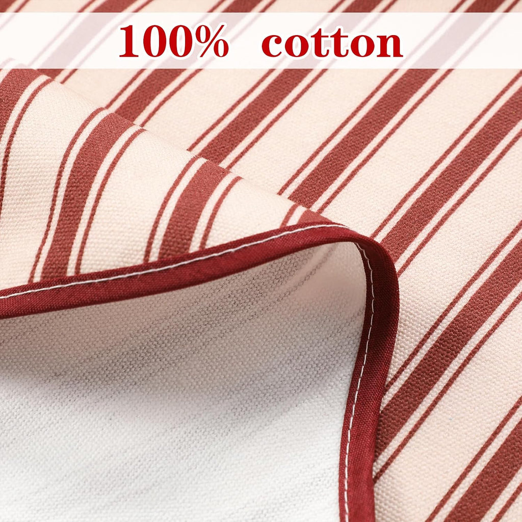 48" Dark Red Striped Christmas Tree Skirt, Primitive Xmas Tree Skirt