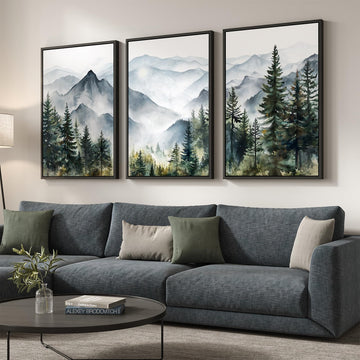 Large Framed Landscape Wall Art, Mountain Print, 24x36 Inch