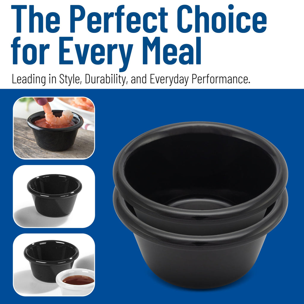 SAN Smooth Fluted Ramekin, 3 oz Capacity, 1.43" Height, Black (Case of 48)