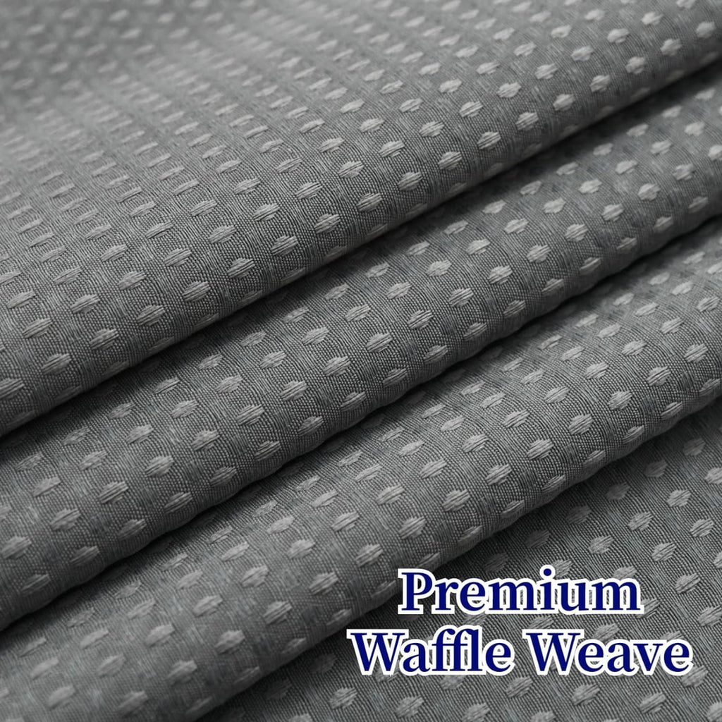 No Hooks Required Long Waffle Weave Shower Curtain with Snap in Liner-Hotel Grade Waterproof & Mesh Top Window Spa
