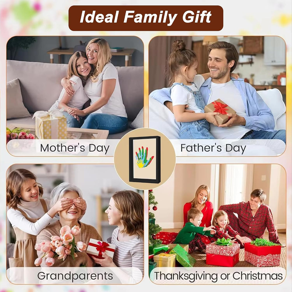 Hand and Footprint Kit for Family New Parents Mom Baby Keepsake, 5 Sheets, Black Wood Frame, Handprint Ornament