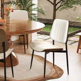 Mid Century Dining Chairs Set of 2, Upholstered Beige Nappa Leather Mid Century Modern Dining Chairs Metal Legs with