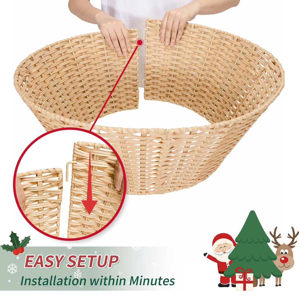 Tree Collar for 4-7.5 ft Tree, Christmas Wicker Tree Collar