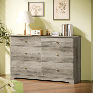 50"W Grey, 6 Drawer Gray, Rustic Grey