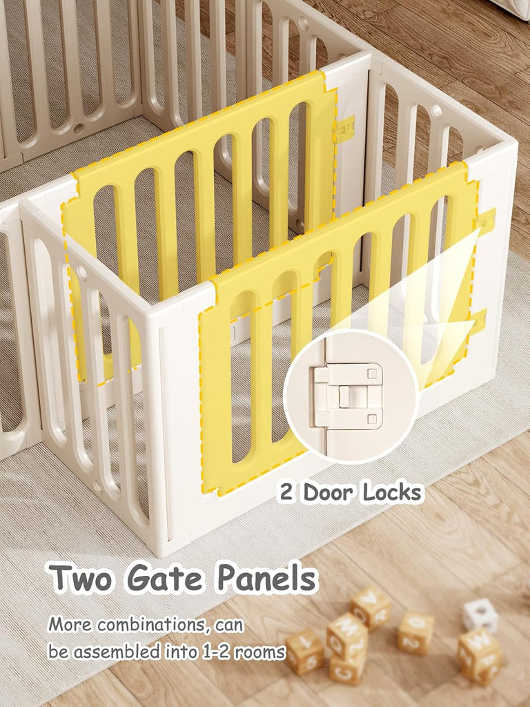 Baby Playpen, Plastic Play Pen for Babies and Toddlers 1-3, 12 Panels Large Kids Playyard, Indoor & Outdoor Baby