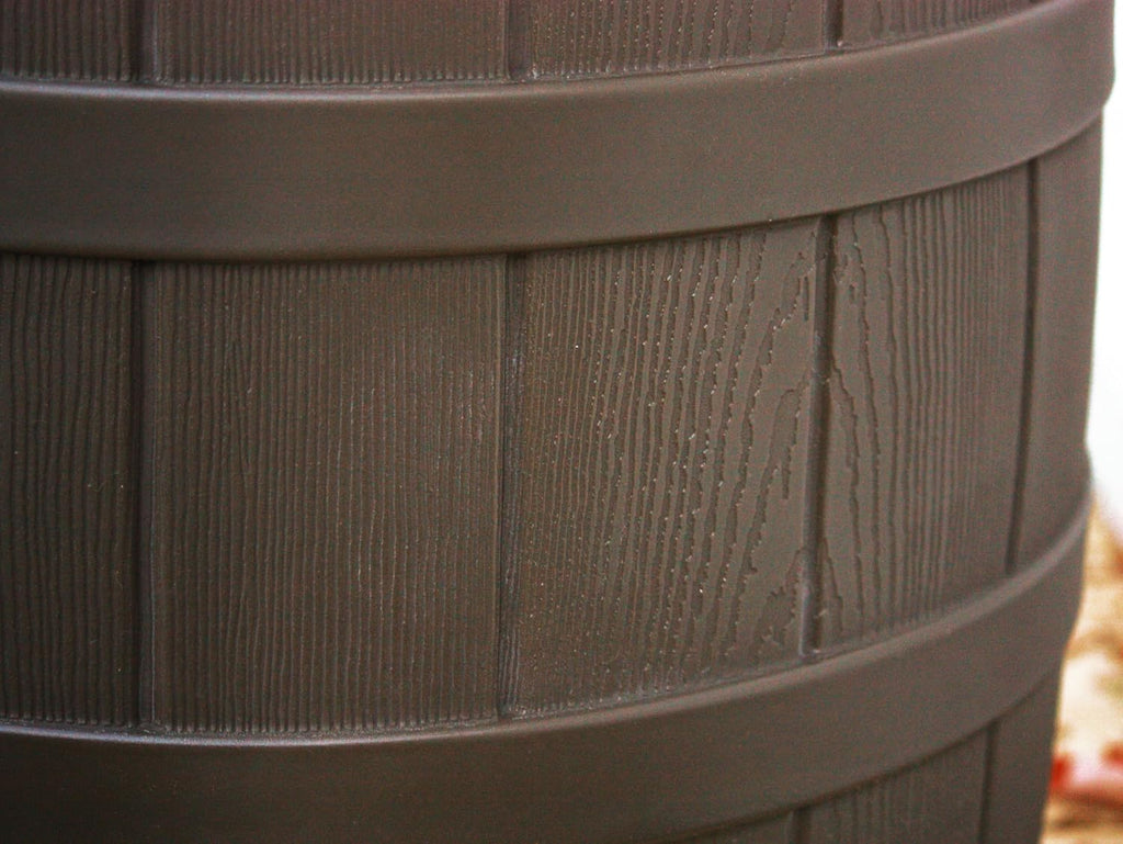 Rain Wizard Water Collection Barrel, 50 Gallon, Oak | Faux Wood Design - Plastic Outdoor Home Rain Barrel, Rainwater