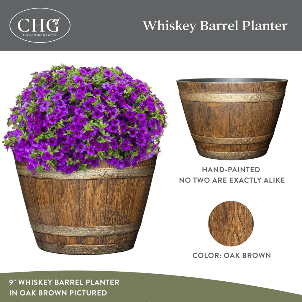 Whiskey Barrel Planter 5 Pack, 9", Distressed Oak