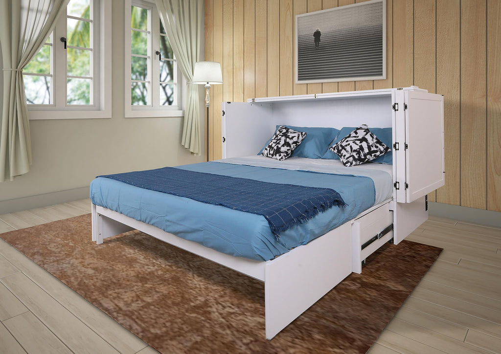 Paradiseo Murphy Cabinet Chest Bed with Charging Station 8 Inch, Queen (Angel White)