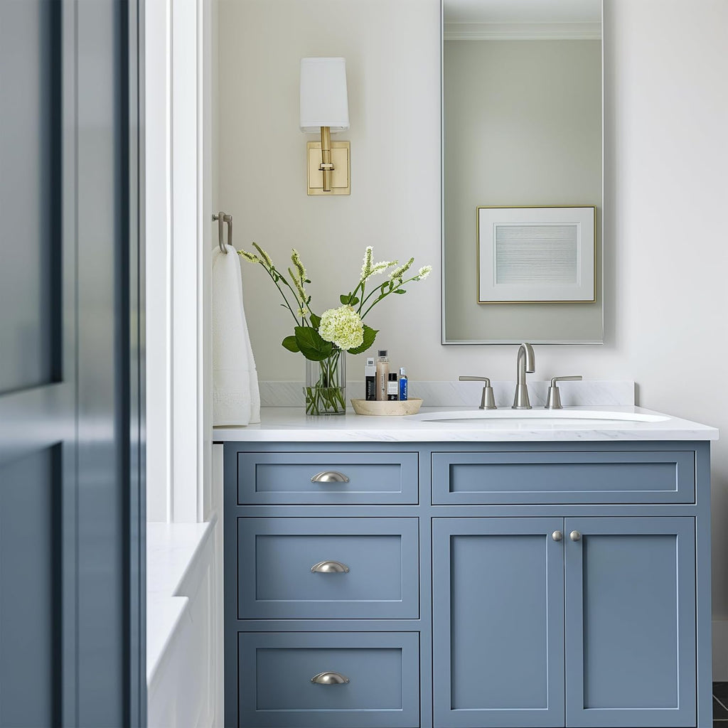 10 Pack | 2.5 Inch Drawer Pulls Satin Nickel Cabinet Pulls and Cup Pulls for Drawers | Bathroom Kitchen Handles for