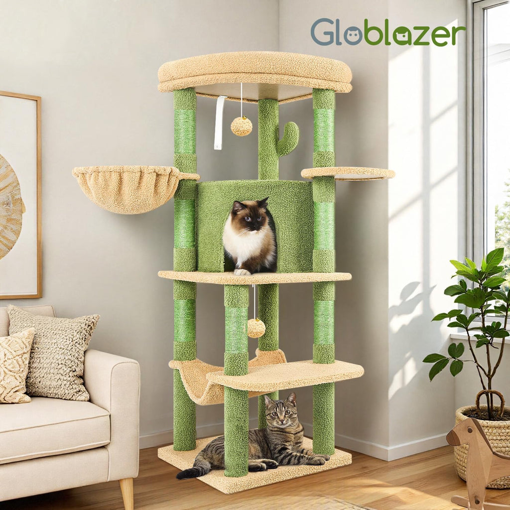 Cactus Corner Cat Tree Tower with Scratching Post, Green